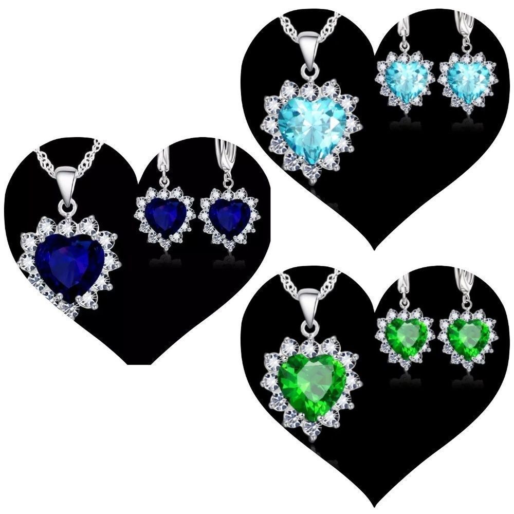 Romantic Heart Jewelry Set For Women Sterling 925 - Picture 2 of 2